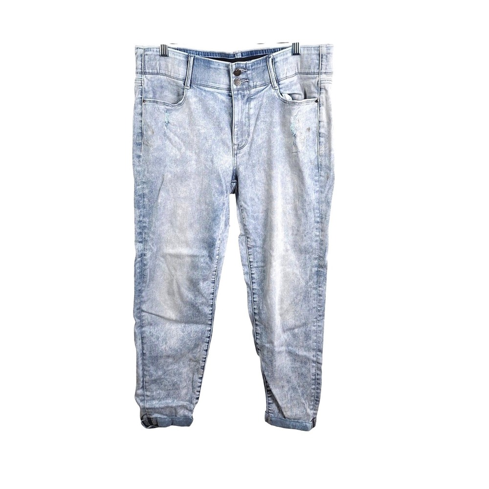 Apt 9‎ Womens Ankle Jeans Light Wash Acid Grunge High Rise Distressed Size 14